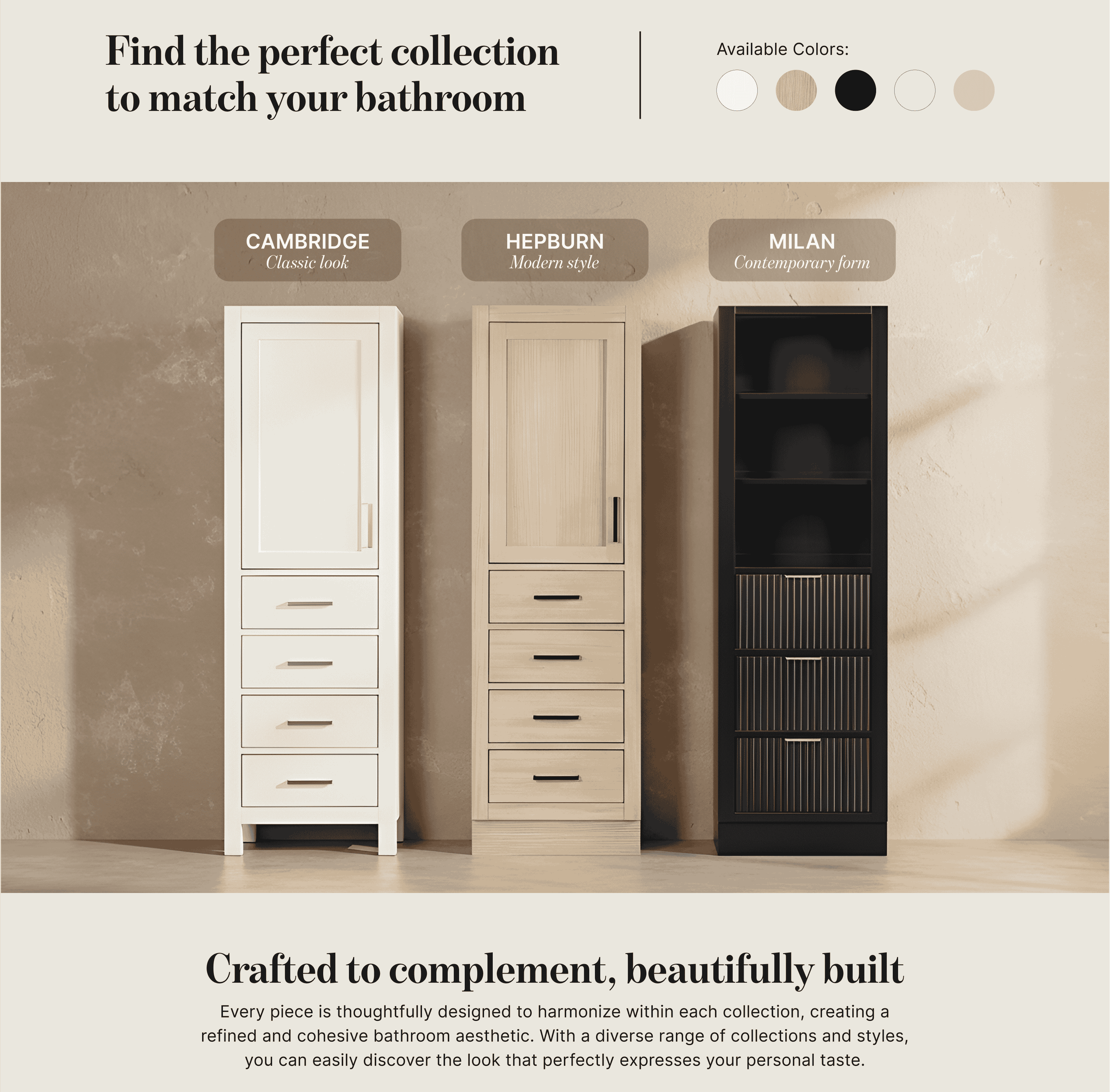 Ariel Hepburn Bathroom Linen Storage Cabinet In Oak