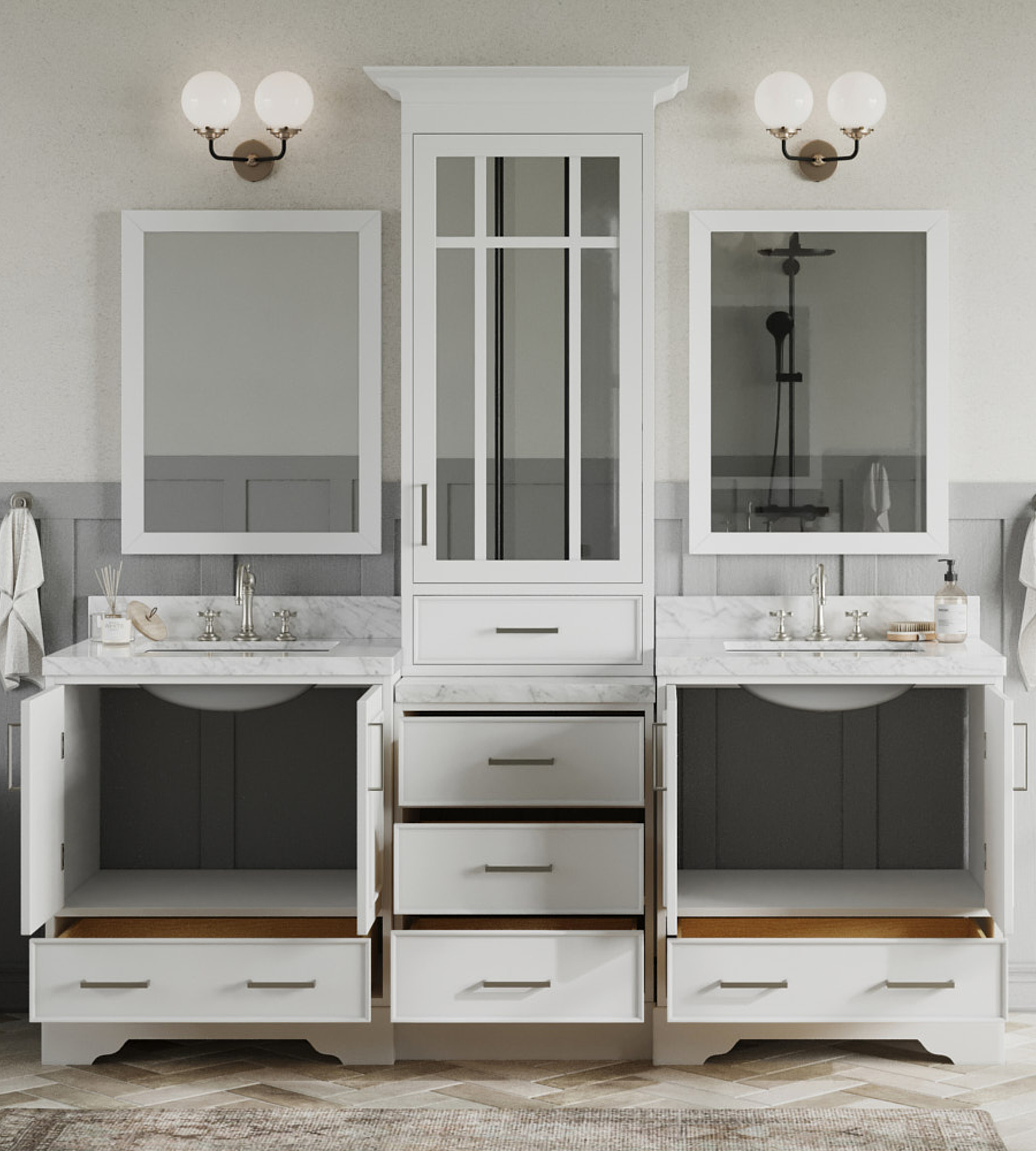 Ariel Stafford 85 In. Double Sink Bathroom Vanity Set