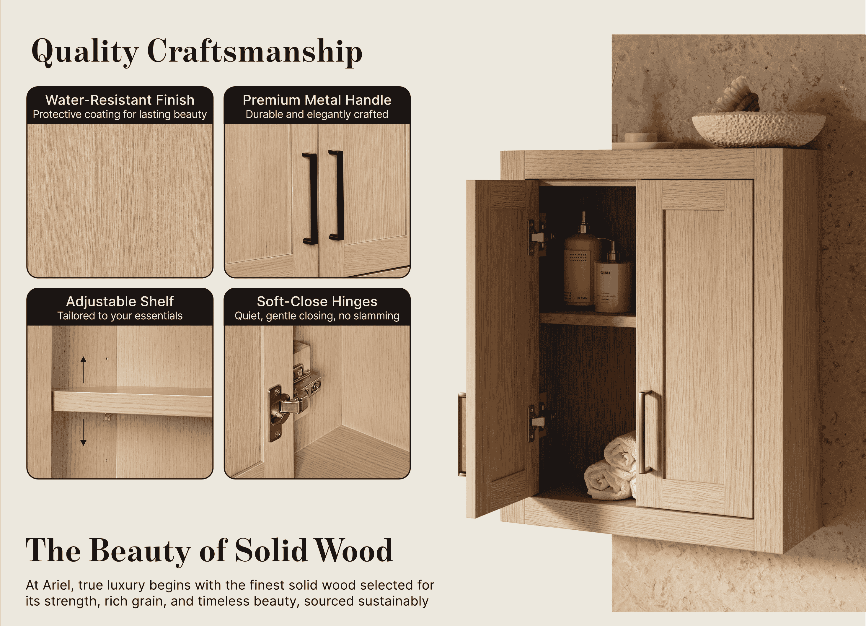 Ariel Hepburn 21x26 in. Wall Cabinet with Doors – Gray