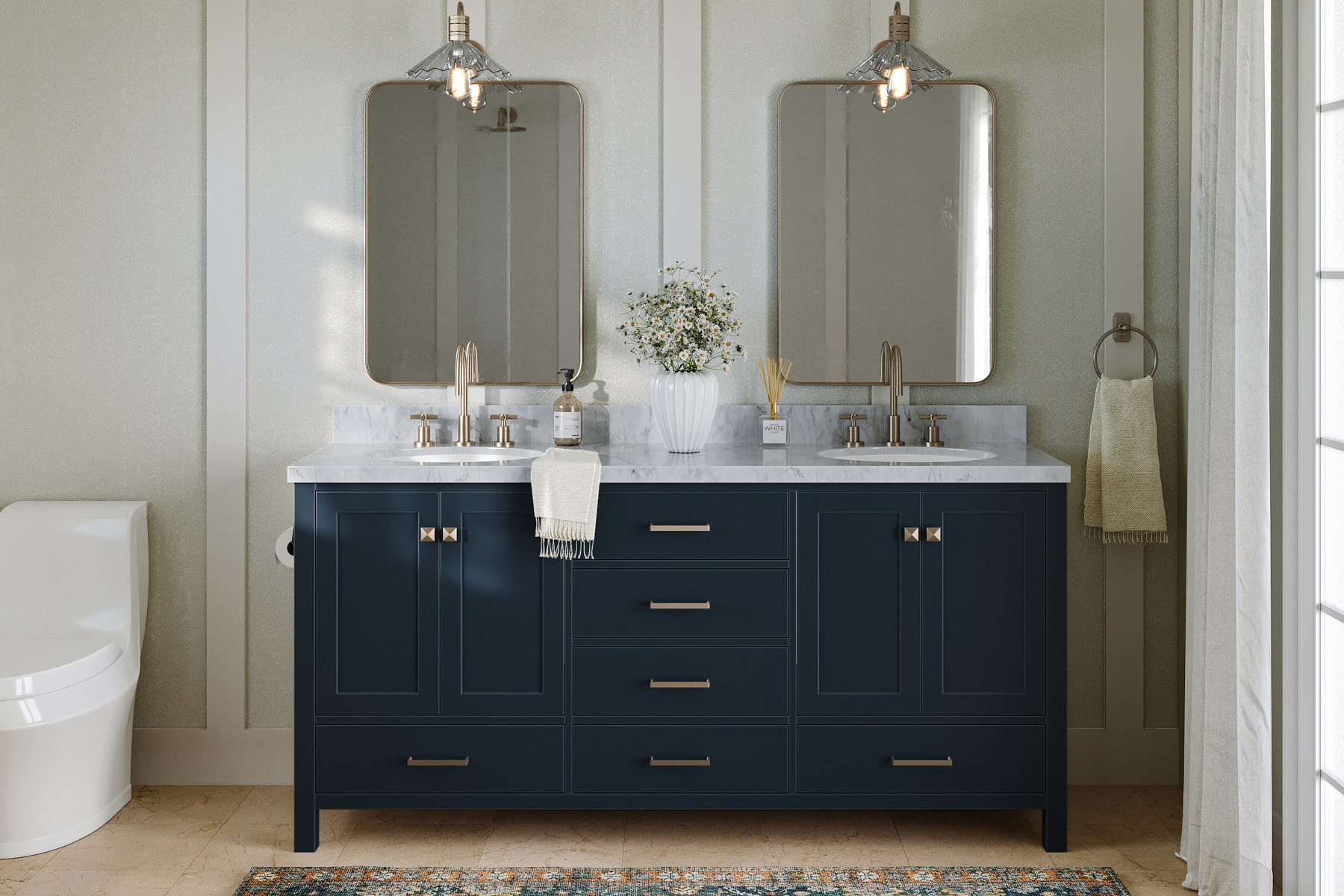 Ariel Bayhill 42 in. W Bath Vanity Cabinet Only in Midnight Blue