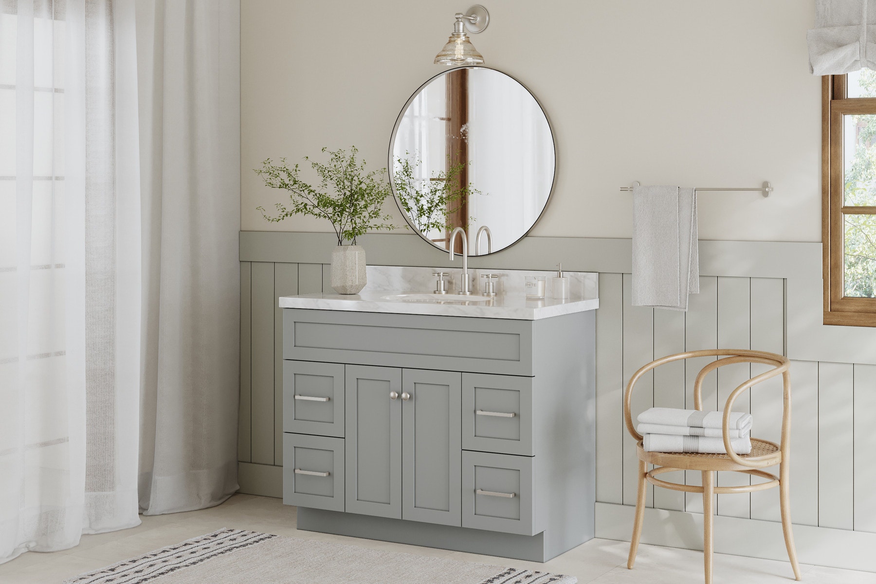 ARIEL Taylor 54-in Grey Bathroom Vanity Base Cabinet without Top