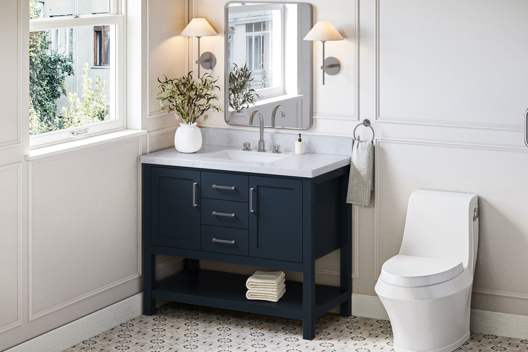 Ariel Bayhill 42 in. W Bath Vanity Cabinet Only in Midnight Blue